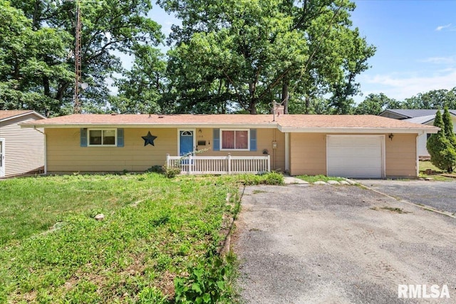 15858 Oak Ln, Girard, IL 62640 - ranch-style house featuring asphalt driveway and a garage