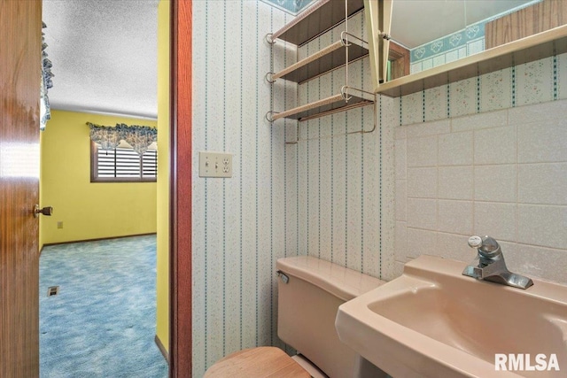 15858 Oak Ln, Girard, IL 62640 - bathroom with a sink and a textured ceiling
