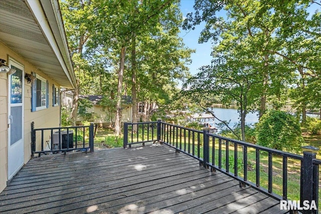 15858 Oak Ln, Girard, IL 62640 - deck featuring a water view