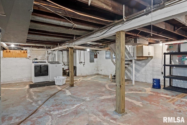 1424 S Lowell Ave, Springfield, IL 62704 - unfinished below grade area featuring independent washer and dryer and electric panel