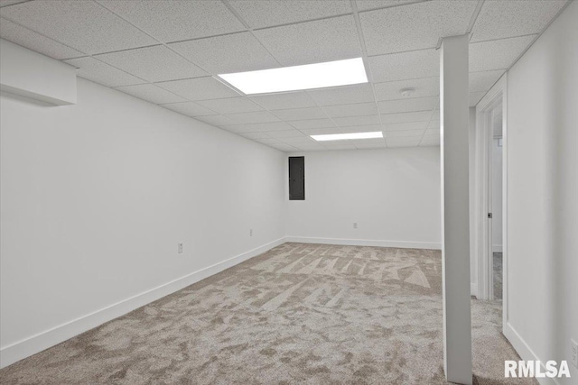 210 Prairie Run, Illiopolis, IL 62539 - finished basement featuring a drop ceiling, carpet flooring, and electric panel