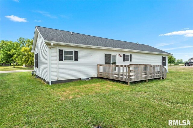 210 Prairie Run, Illiopolis, IL 62539 - rear view of house featuring a wooden deck and a yard