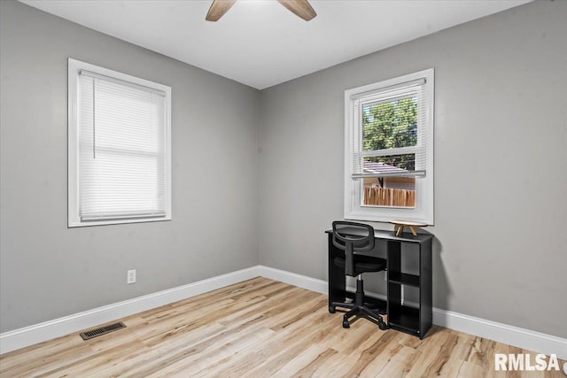 3328 Mars Ave, Springfield, IL 62707 - office area featuring wood finished floors and ceiling fan