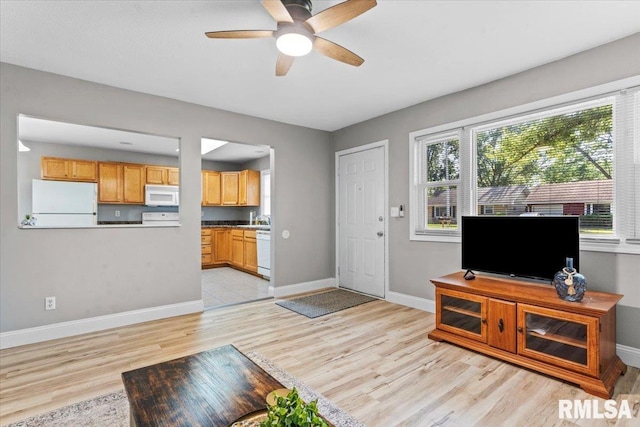 3328 Mars Ave, Springfield, IL 62707 - living room featuring light wood finished floors and a ceiling fan