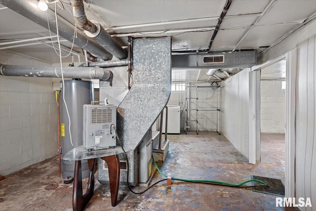 2912 E Enos Ave, Springfield, IL 62702 - basement with washer / dryer, healthy amount of natural light, and water heater