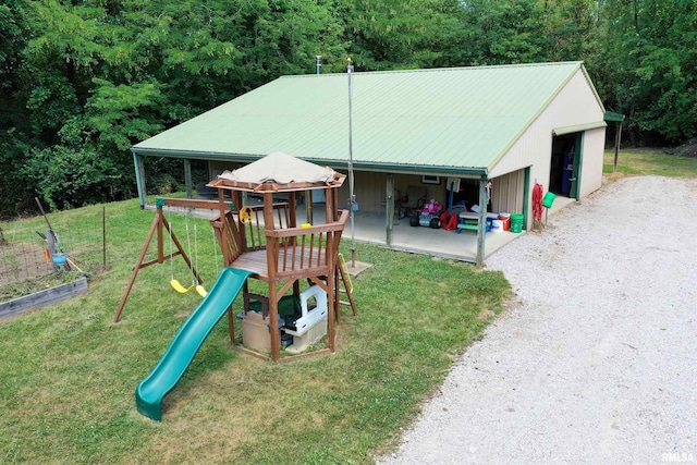 16540 Wernowsky St, Petersburg, IL 62675 - view of jungle gym with a yard and a view of trees