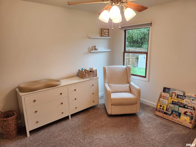 2302 Knoxville Dr, Springfield, IL 62711 - living area with ceiling fan and carpet floors