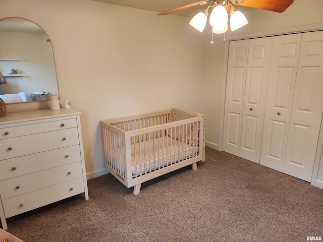 2302 Knoxville Dr, Springfield, IL 62711 - carpeted bedroom with a nursery area, a closet, and a ceiling fan