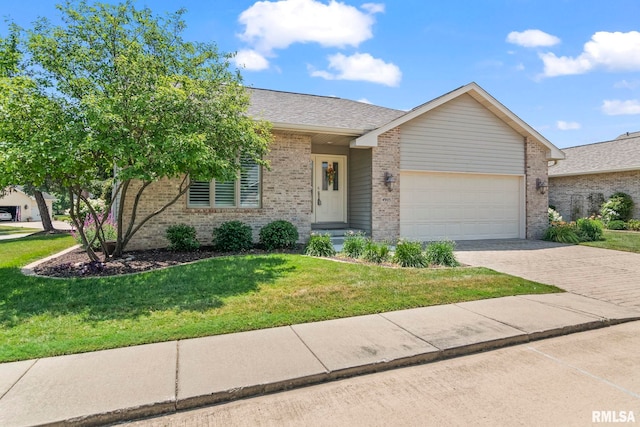 4905 Eagles Lndg, Springfield, IL 62711 - single story home featuring a garage, a front lawn, driveway, brick siding, and a shingled roof