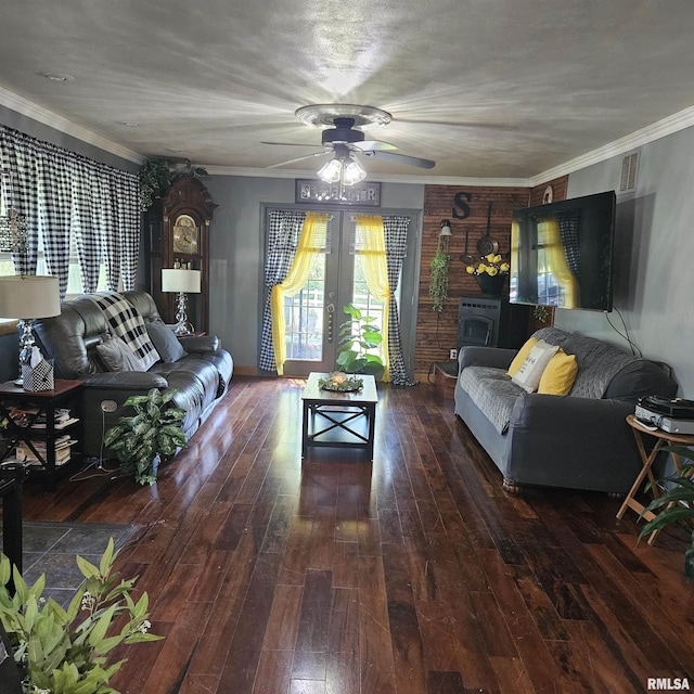 704 N Cherry St, Abingdon, IL 61410 - living room featuring ceiling fan, healthy amount of natural light, hardwood / wood-style floors, and crown molding