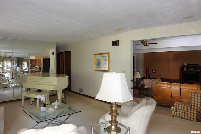 604 Knox Rd N Unit 1000, Gilson, IL 61436 - living room featuring light carpet and ceiling fan