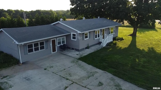 42060 County Highway 10, Nebo, IL 62355 - ranch-style house with driveway, a front lawn, and roof with shingles