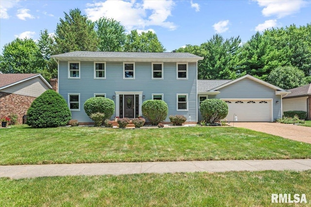 1420 Weston Pointe Dr, Springfield, IL 62704 - colonial inspired home with an attached garage, concrete driveway, and a front lawn