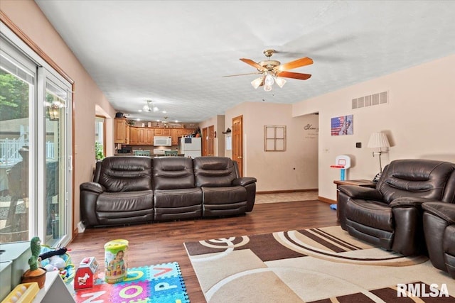 1420 Weston Pointe Dr, Springfield, IL 62704 - living room with wood finished floors and a ceiling fan