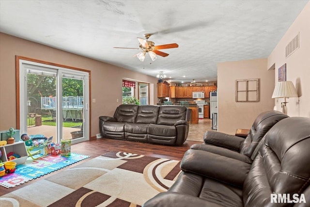1420 Weston Pointe Dr, Springfield, IL 62704 - living room with ceiling fan and light wood-style floors