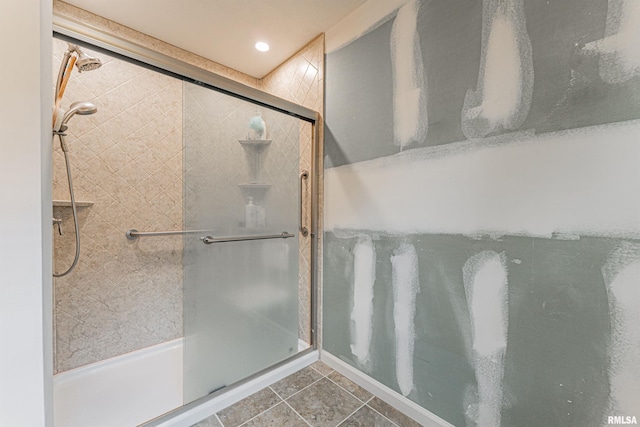 3 Megan Ct, Bloomington, IL 61705 - full bath with a tile shower, tile patterned floors, and recessed lighting