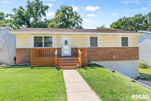 913 Diane Ct, Springfield, IL 62702 - ranch-style house featuring brick siding, a front yard, an attached garage, and covered porch