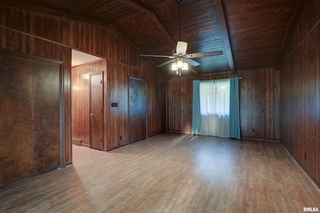 1220 Springdale S Dr, Quincy, IL 62305 - unfurnished room featuring wood finished floors, wood ceiling, ceiling fan, and wooden walls
