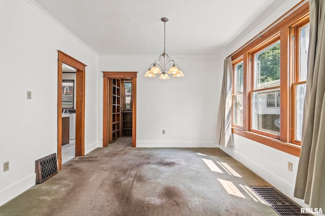 417 E Keys Ave, Springfield, IL 62702 - carpeted empty room with a chandelier and ornamental molding