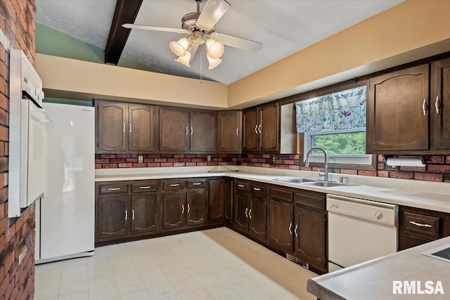 5016 Kinsinger Ln, Pleasant Plains, IL 62677 - kitchen with white appliances, light countertops, and dark brown cabinetry