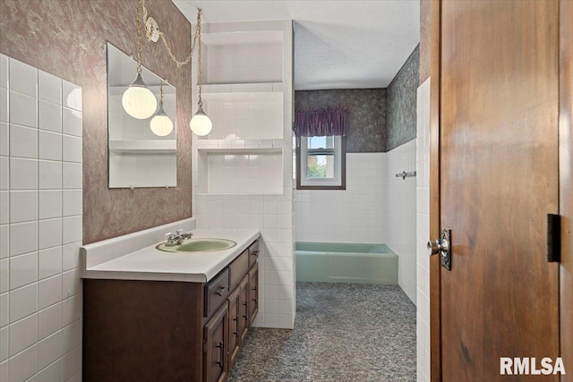 5016 Kinsinger Ln, Pleasant Plains, IL 62677 - full bathroom with tile walls, vanity, and a tub