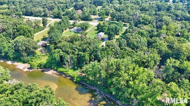 7971 Mechanicsburg Rd, Springfield, IL 62707 - aerial overview of property's location with a nearby body of water and a heavily wooded area