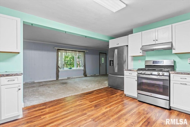 7971 Mechanicsburg Rd, Springfield, IL 62707 - kitchen featuring stainless steel appliances, under cabinet range hood, and white cabinetry