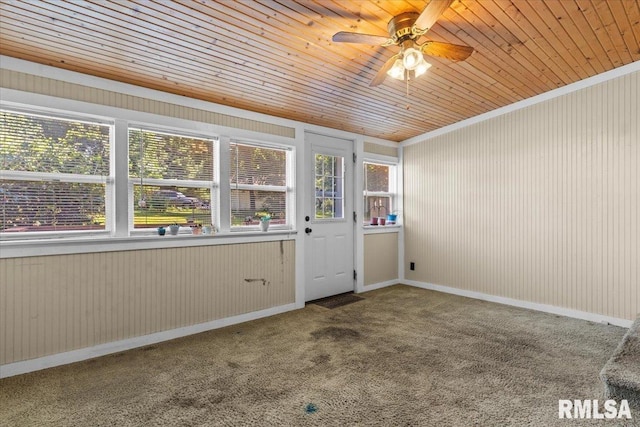 7971 Mechanicsburg Rd, Springfield, IL 62707 - unfurnished room featuring ceiling fan, carpet, healthy amount of natural light, and wood ceiling
