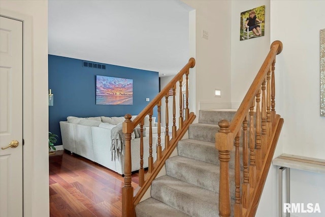 345 Country Towne Rd, Springfield, IL 62712 - stairs featuring wood finished floors