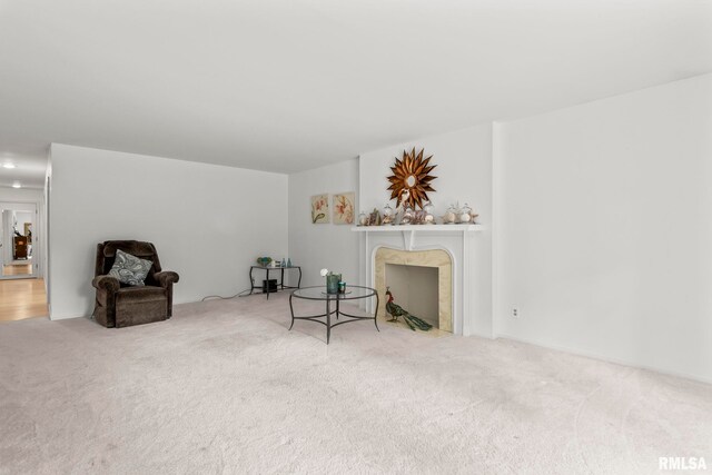 1613 Denison Dr, Springfield, IL 62704 - sitting room featuring carpet flooring and a fireplace with flush hearth