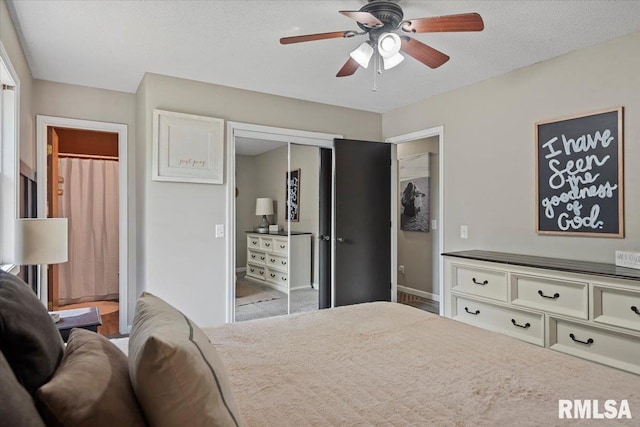 84 Chukar Dr, Chatham, IL 62629 - bedroom featuring a closet, ceiling fan, and ensuite bath