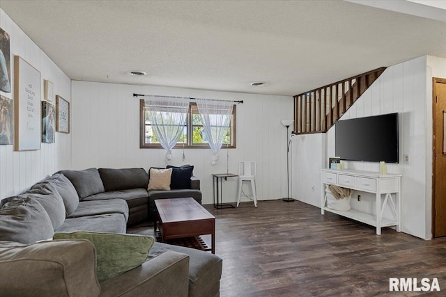84 Chukar Dr, Chatham, IL 62629 - living room with dark wood-type flooring and a textured ceiling