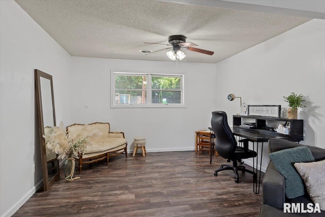 84 Chukar Dr, Chatham, IL 62629 - office space featuring a ceiling fan, dark wood finished floors, and a textured ceiling