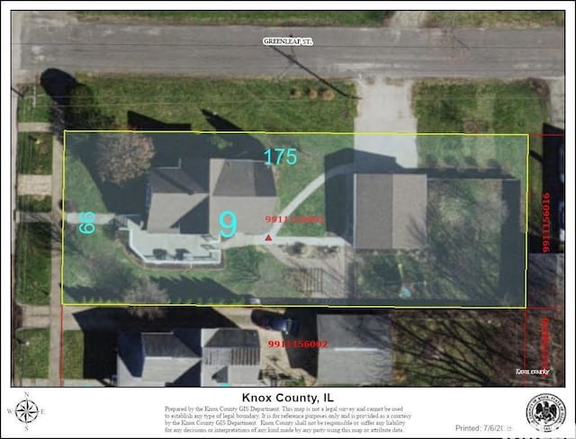 833 Willard St, Galesburg, IL 61401 - aerial view of property's location featuring property boundaries highlighted