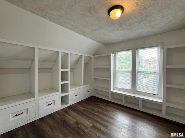 833 Willard St, Galesburg, IL 61401 - additional living space with vaulted ceiling, dark wood-style flooring, and a textured ceiling