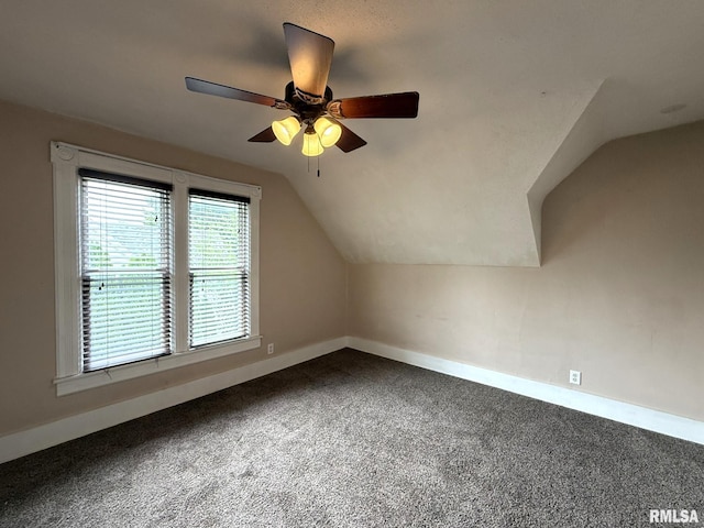 833 Willard St, Galesburg, IL 61401 - bonus room with lofted ceiling, ceiling fan, and dark colored carpet