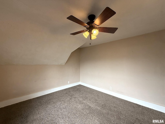 833 Willard St, Galesburg, IL 61401 - bonus room featuring dark colored carpet, vaulted ceiling, and ceiling fan
