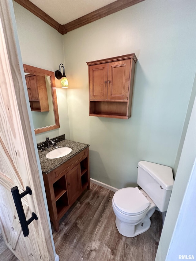 231 N Webster Ave, Jacksonville, IL 62650 - bathroom with ornamental molding, vanity, and wood finished floors