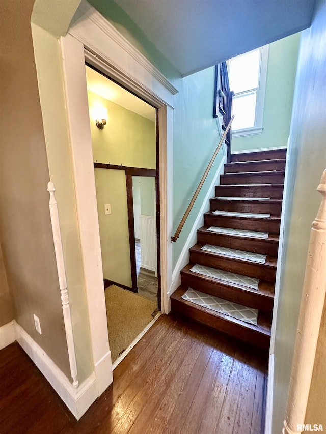 231 N Webster Ave, Jacksonville, IL 62650 - staircase with hardwood / wood-style floors