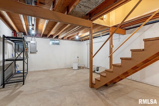 1009 Rickard Ct, Springfield, IL 62704 - below grade area featuring stairs and electric panel