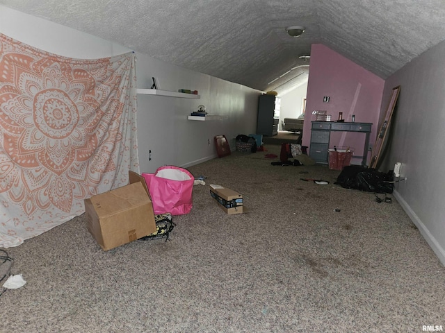 426 N Hamilton St, Lincoln, IL 62656 - bonus room with lofted ceiling, carpet floors, and a textured ceiling