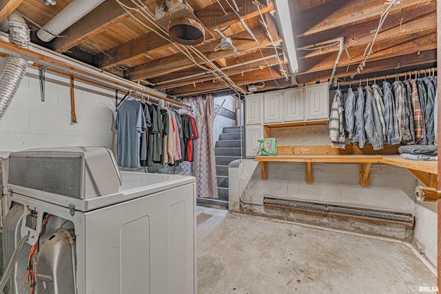 209 N 2nd St N, Easton, IL 62633 - unfinished basement with washer / dryer and stairs