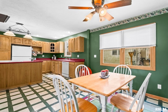 321 N 5th St, Petersburg, IL 62675 - dining area with a ceiling fan, healthy amount of natural light, recessed lighting, and light flooring