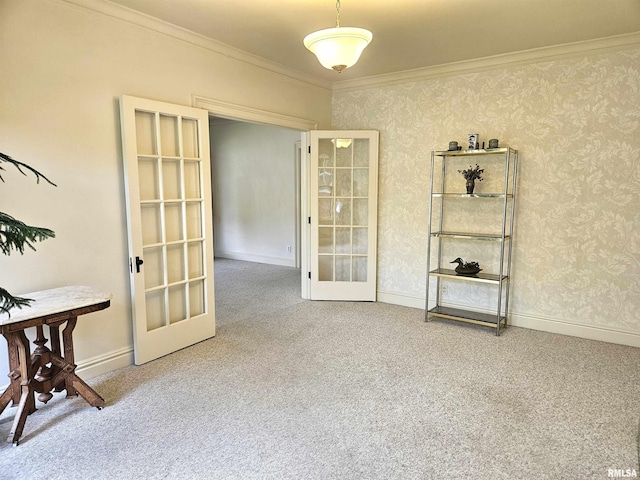 1155 N Cherry St, Galesburg, IL 61401 - carpeted spare room with french doors and crown molding