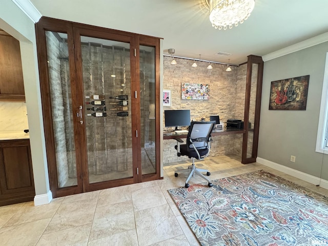 6 Ottawa Trl, Galesburg, IL 61401 - office with crown molding and french doors