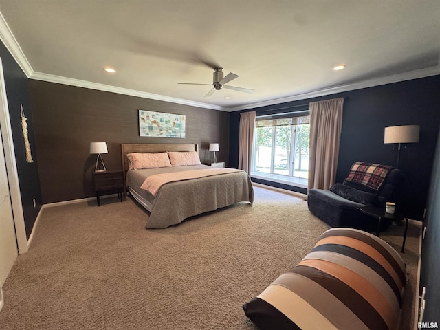 6 Ottawa Trl, Galesburg, IL 61401 - carpeted bedroom featuring ornamental molding, recessed lighting, and ceiling fan