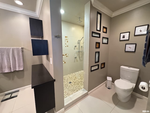 6 Ottawa Trl, Galesburg, IL 61401 - full bathroom with crown molding, walk in shower, and tile patterned flooring