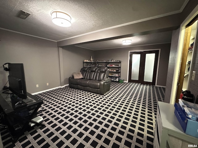 6 Ottawa Trl, Galesburg, IL 61401 - living room featuring crown molding and a textured ceiling
