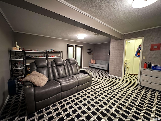 6 Ottawa Trl, Galesburg, IL 61401 - living area featuring ornamental molding and tile patterned floors
