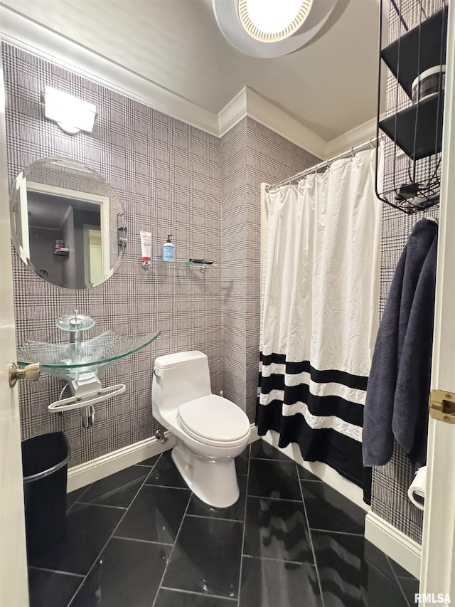 6 Ottawa Trl, Galesburg, IL 61401 - full bathroom featuring ornamental molding and a shower with shower curtain